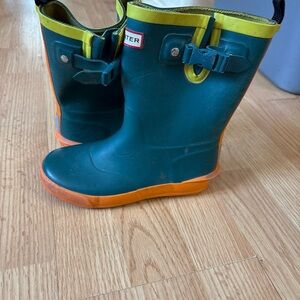 Hunter Kids' Teal and Yellow Rain Boots